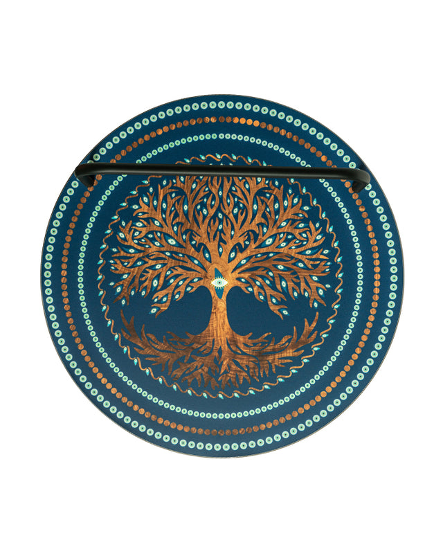 Hayat Ağacı Desenli Sehpa - Mavi