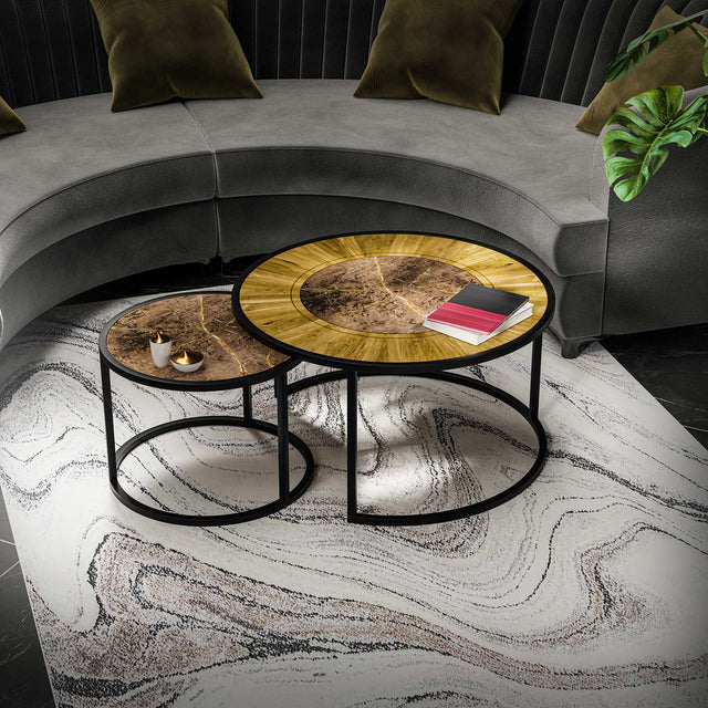 Polaris & Moselle Gold 2'li Orta Sehpa